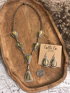 The Pocatello Lariat Necklace Set-Necklaces-Calli Co., Turquoise and Silver Jewelry, Native American Handmade, Zuni Tribe, Navajo Tribe, Brock Texas