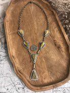 The Pocatello Lariat Necklace Set-Necklaces-Calli Co., Turquoise and Silver Jewelry, Native American Handmade, Zuni Tribe, Navajo Tribe, Brock Texas