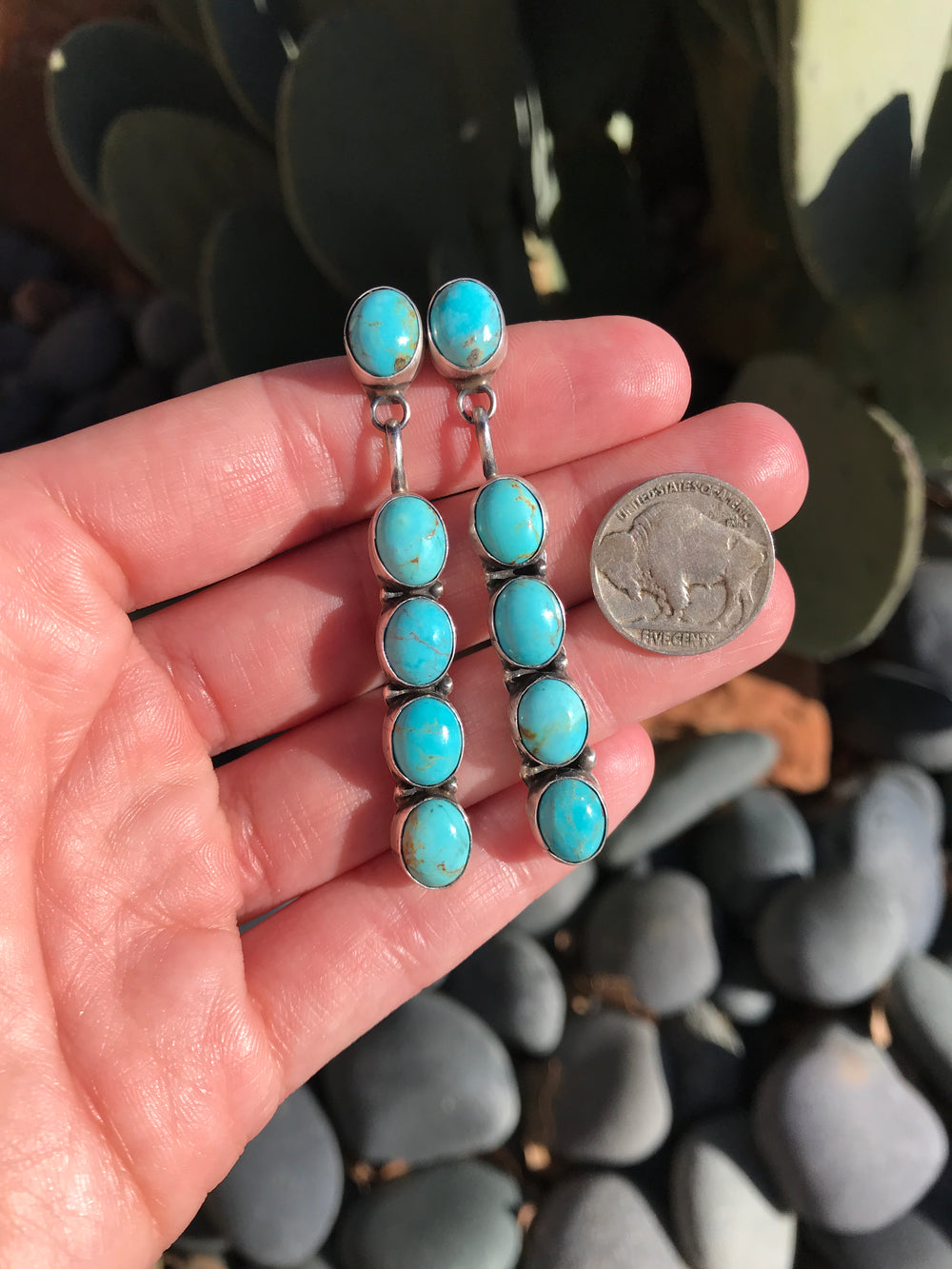 The Mykonos Earrings, 4-Earrings-Calli Co., Turquoise and Silver Jewelry, Native American Handmade, Zuni Tribe, Navajo Tribe, Brock Texas