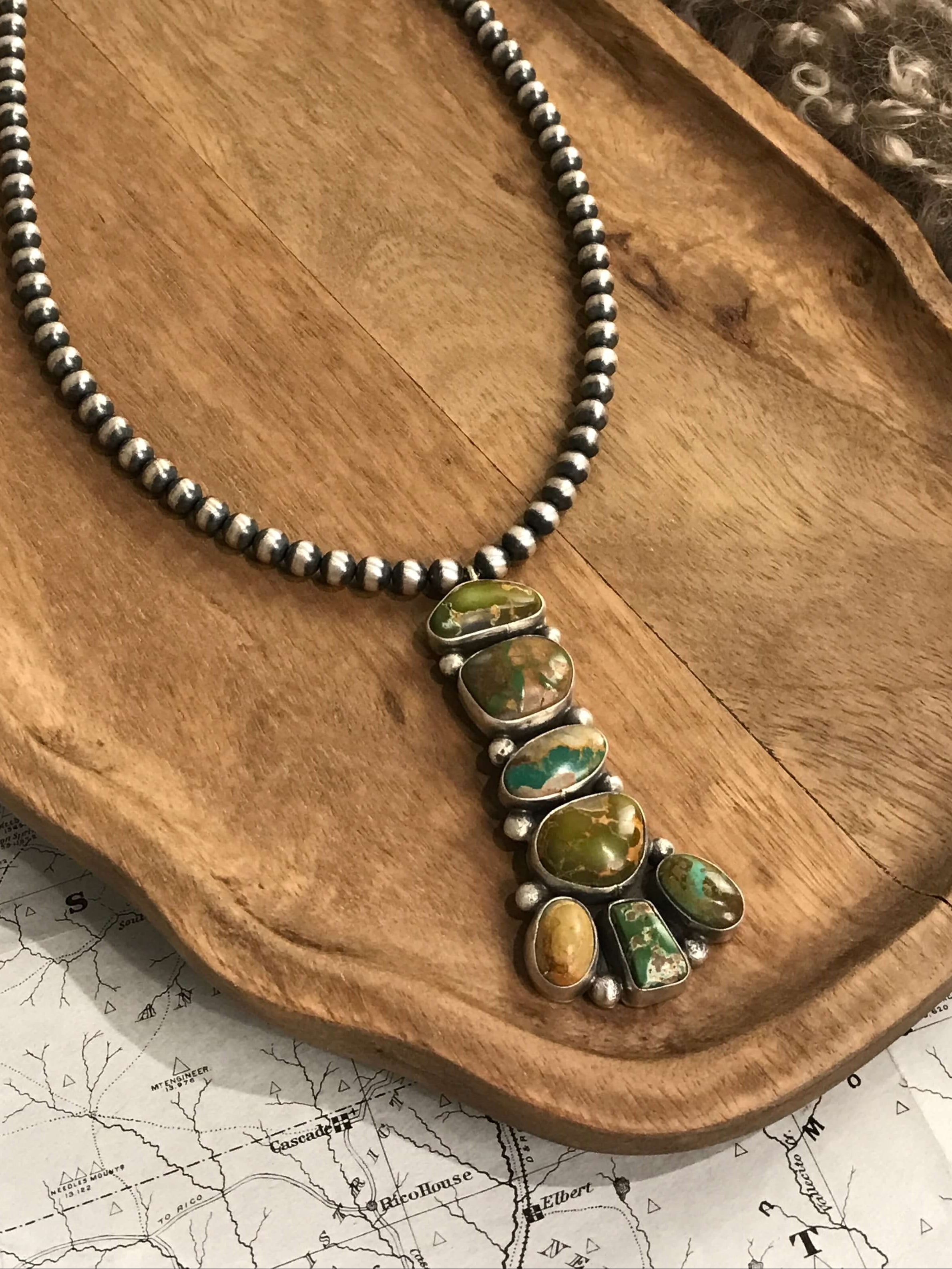 The Oren Necklace-Necklaces-Calli Co., Turquoise and Silver Jewelry, Native American Handmade, Zuni Tribe, Navajo Tribe, Brock Texas