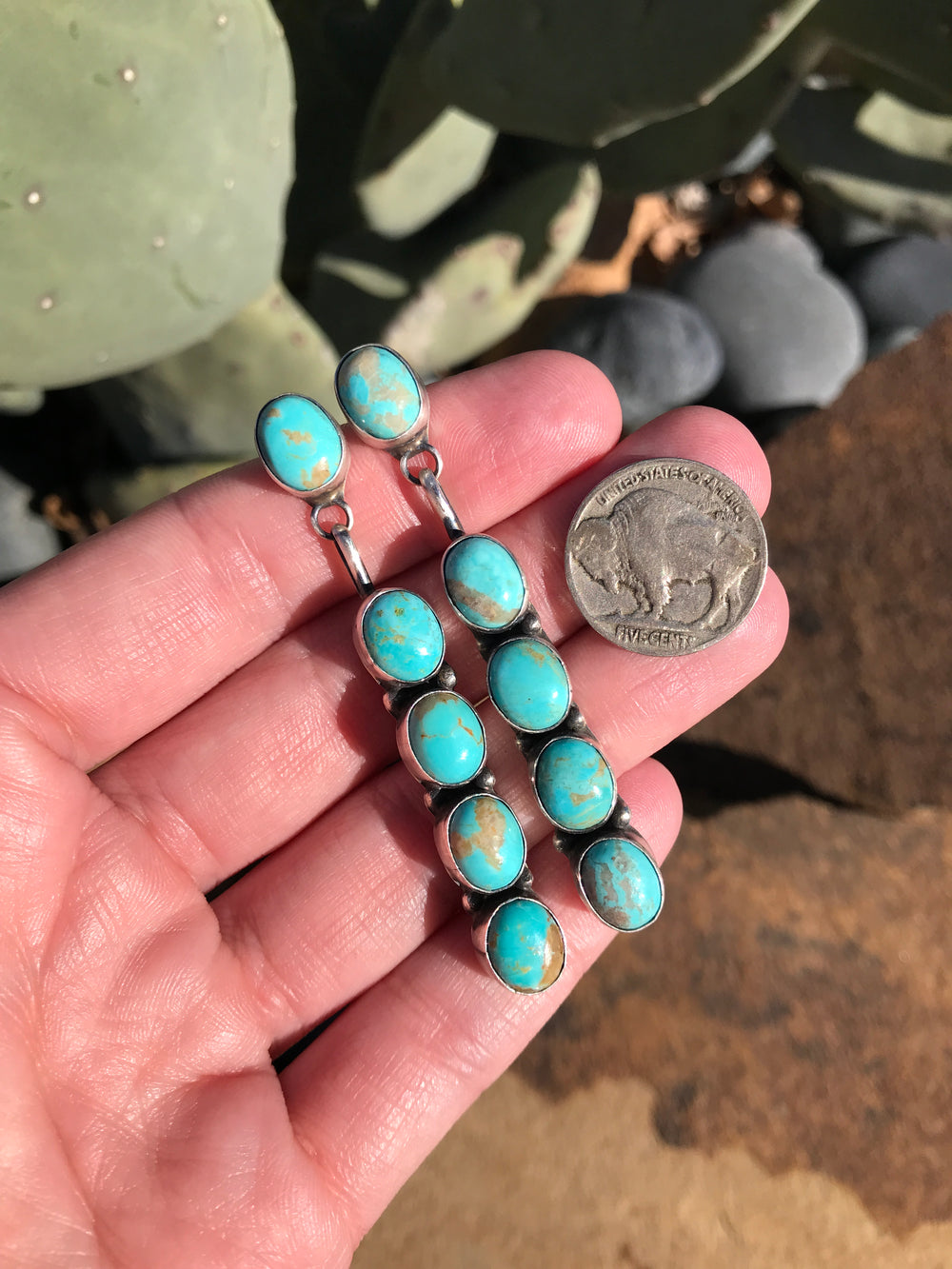 The Mykonos Earrings, 3-Earrings-Calli Co., Turquoise and Silver Jewelry, Native American Handmade, Zuni Tribe, Navajo Tribe, Brock Texas