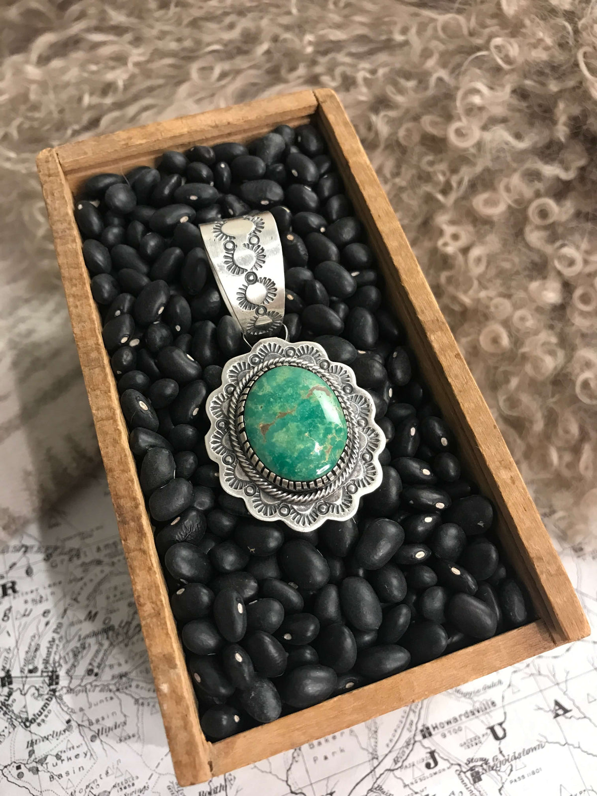 The Encinitas Concho Pendant, 4-Pendants-Calli Co., Turquoise and Silver Jewelry, Native American Handmade, Zuni Tribe, Navajo Tribe, Brock Texas