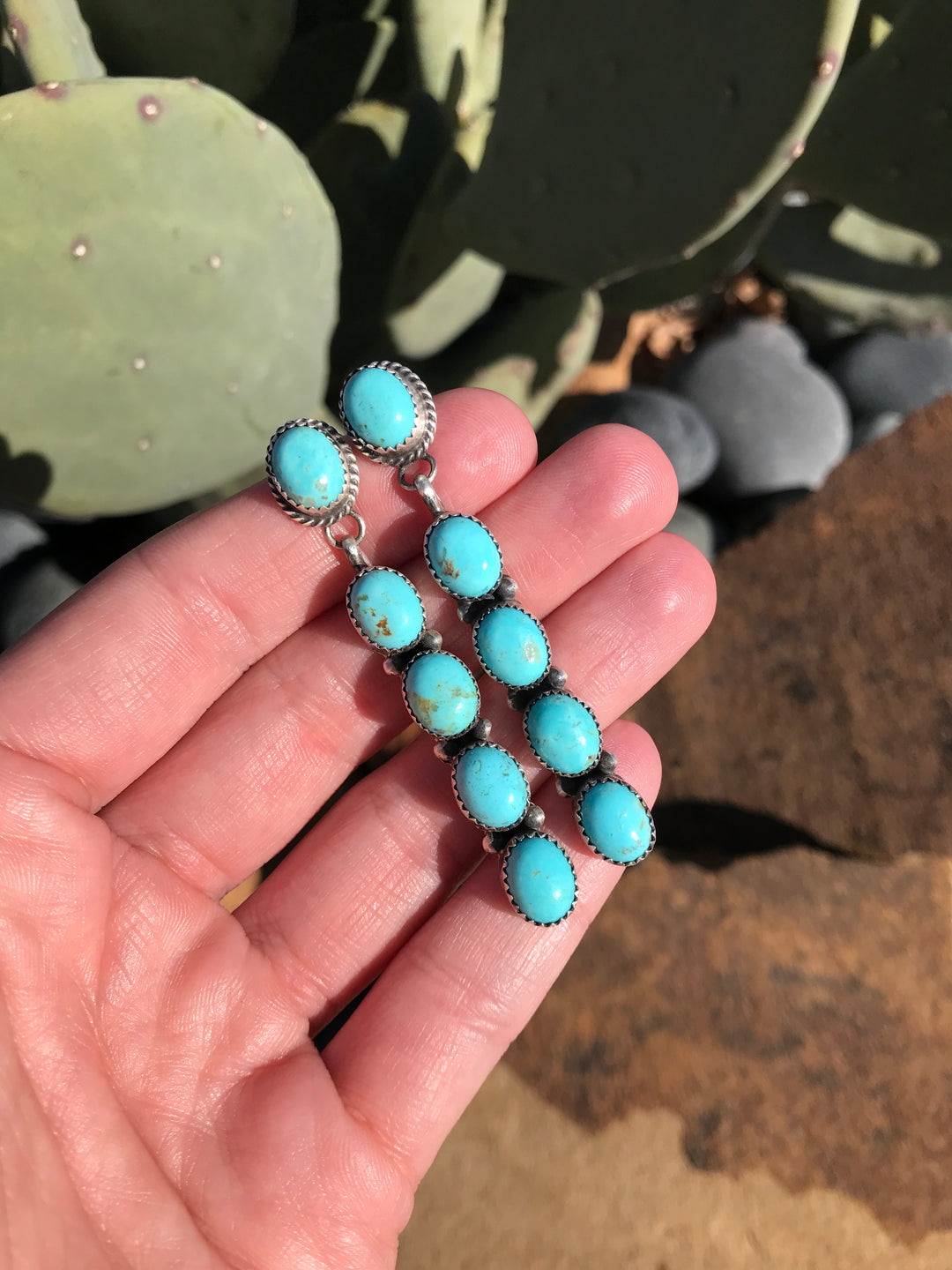 The Mykonos Earrings, 5-Earrings-Calli Co., Turquoise and Silver Jewelry, Native American Handmade, Zuni Tribe, Navajo Tribe, Brock Texas