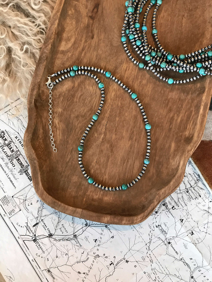 The Barriston Necklace, 20"-Necklaces-Calli Co., Turquoise and Silver Jewelry, Native American Handmade, Zuni Tribe, Navajo Tribe, Brock Texas