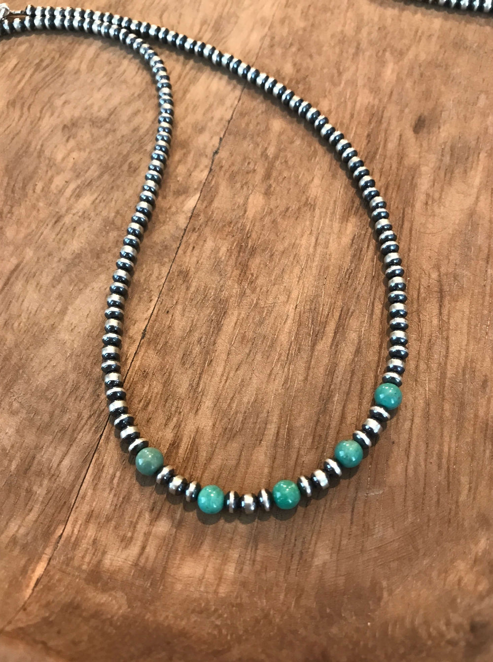 The Harlow Necklace in Green Turquoise-Necklaces-Calli Co., Turquoise and Silver Jewelry, Native American Handmade, Zuni Tribe, Navajo Tribe, Brock Texas