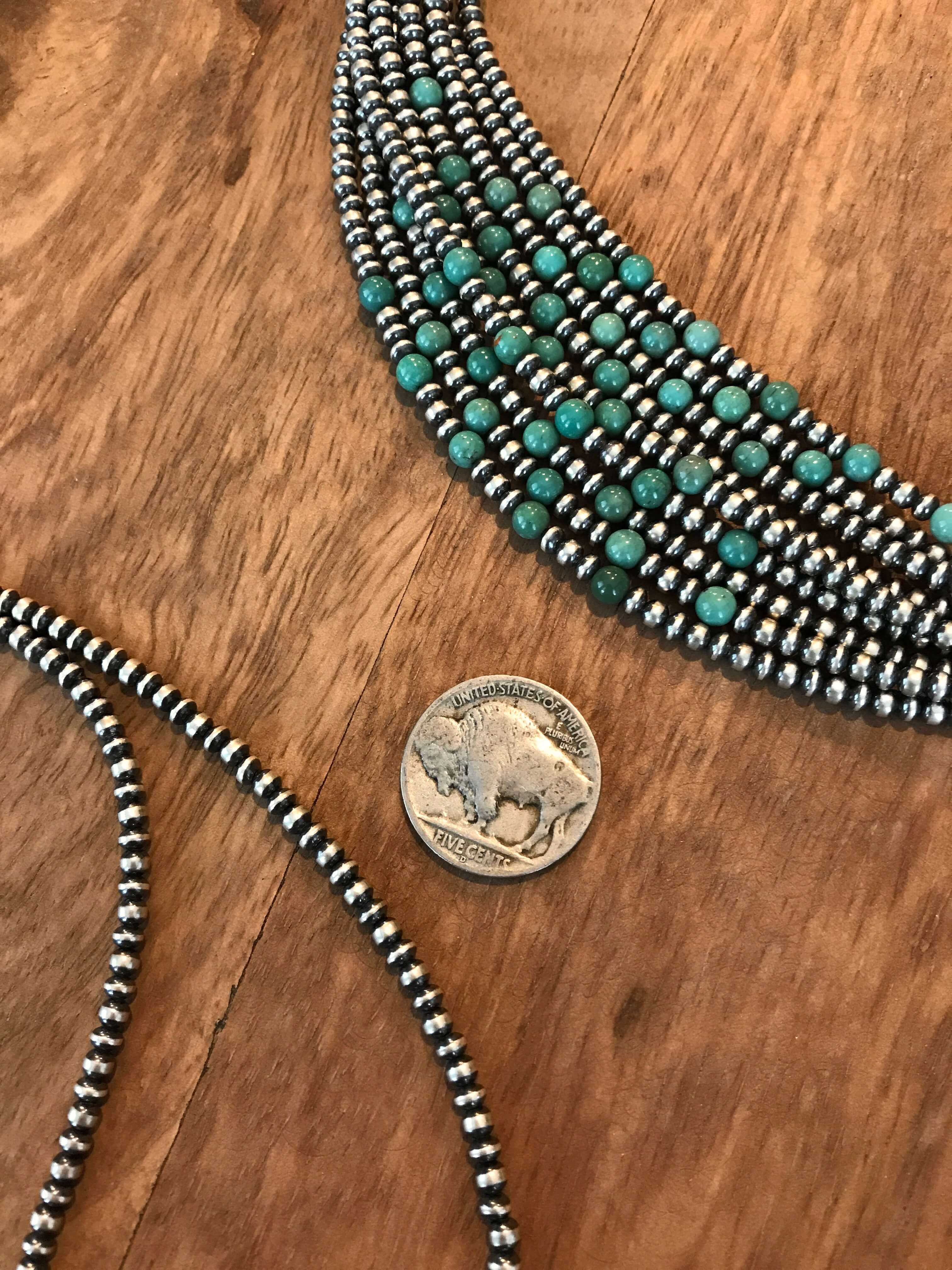 The Harlow Necklace in Green Turquoise-Necklaces-Calli Co., Turquoise and Silver Jewelry, Native American Handmade, Zuni Tribe, Navajo Tribe, Brock Texas