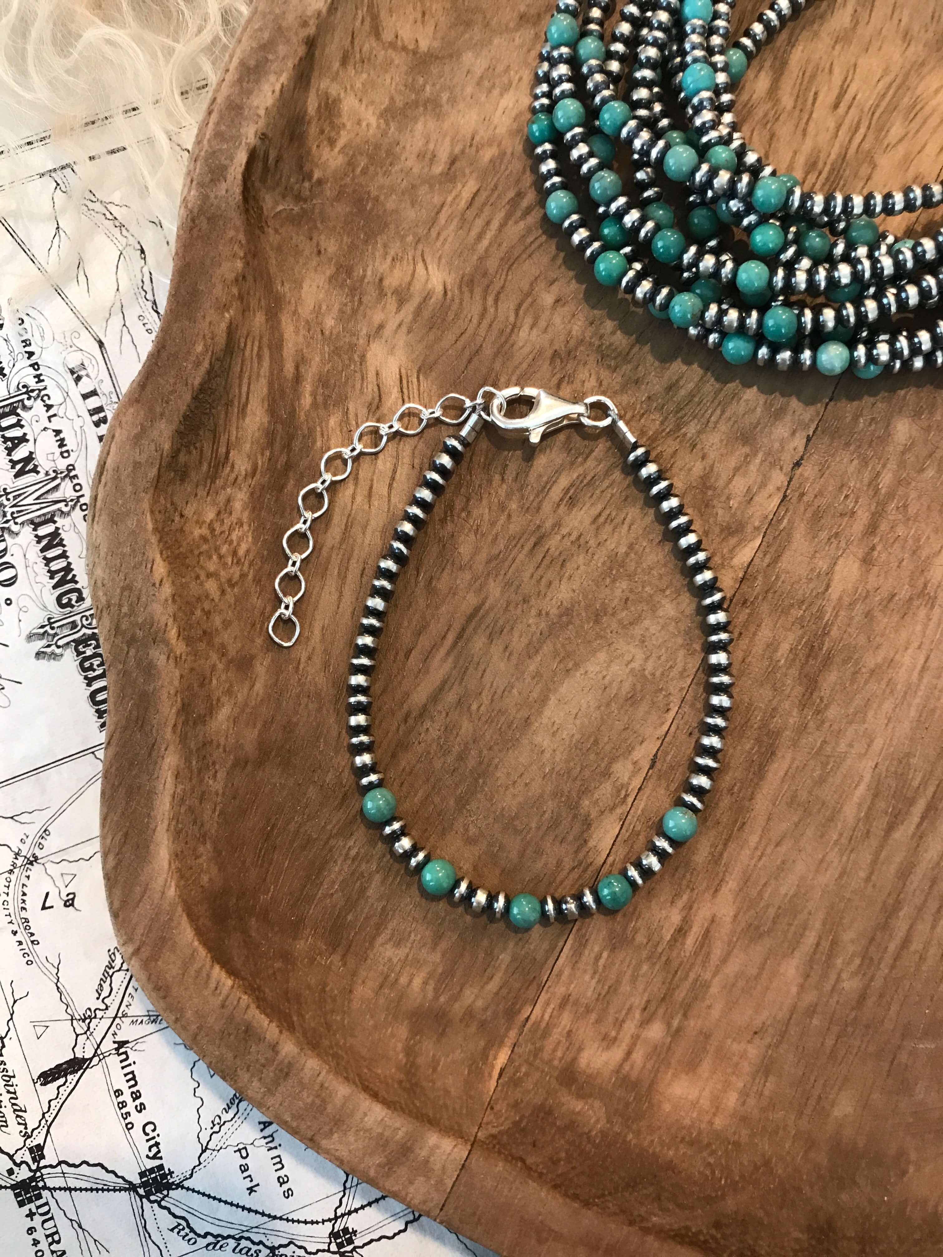 The Harlow Bracelet in Green Turquoise-Bracelets & Cuffs-Calli Co., Turquoise and Silver Jewelry, Native American Handmade, Zuni Tribe, Navajo Tribe, Brock Texas