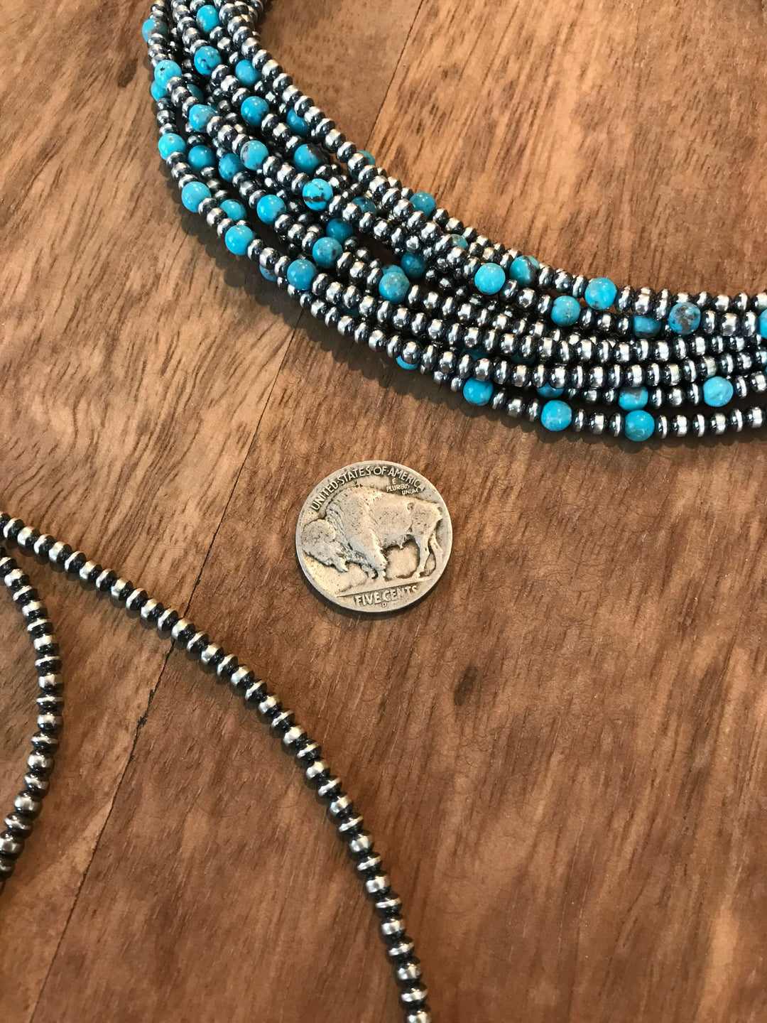 The Harlow Necklace in Blue Turquoise-Necklaces-Calli Co., Turquoise and Silver Jewelry, Native American Handmade, Zuni Tribe, Navajo Tribe, Brock Texas