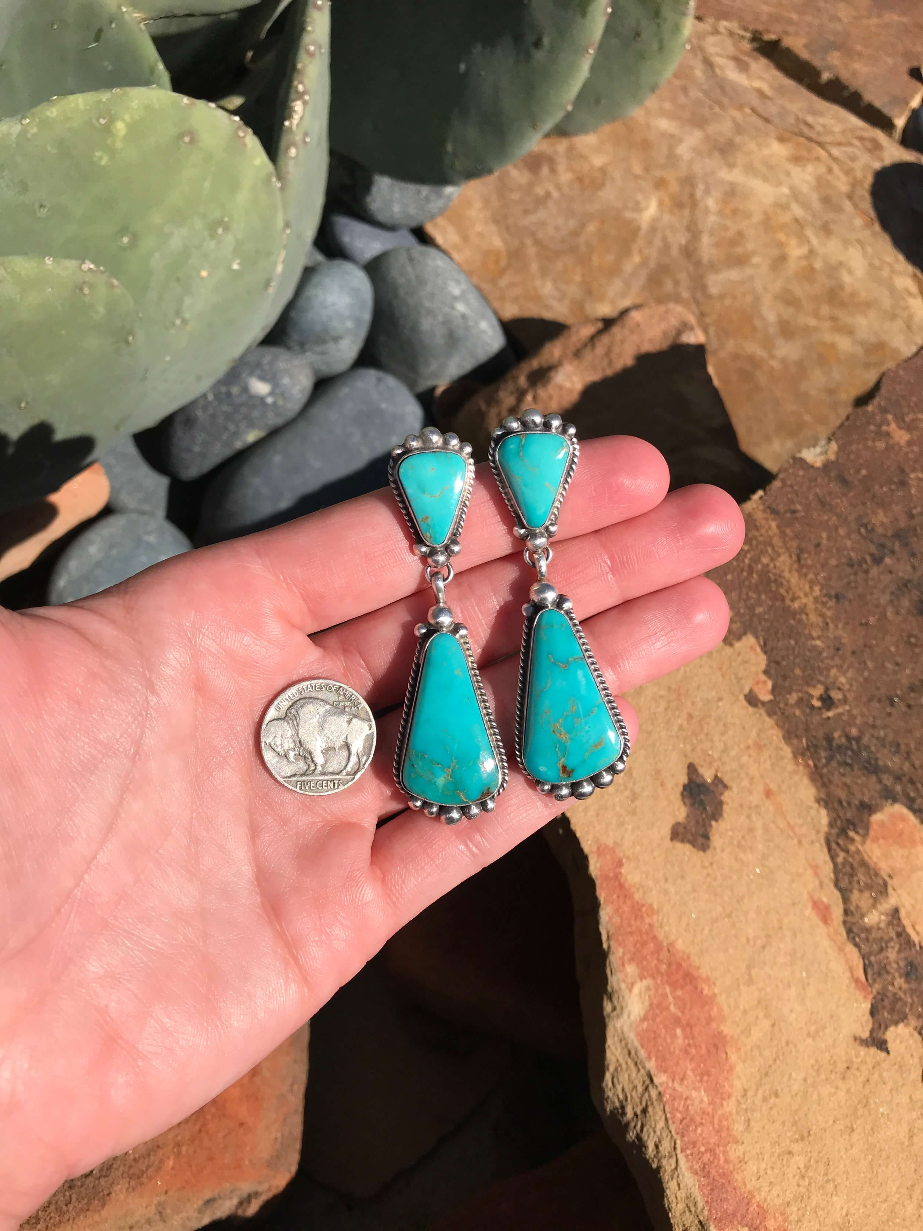 The Glendale Earrings, 2-Earrings-Calli Co., Turquoise and Silver Jewelry, Native American Handmade, Zuni Tribe, Navajo Tribe, Brock Texas