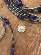 The Klien Necklace in Amethyst, 26”-Necklaces-Calli Co., Turquoise and Silver Jewelry, Native American Handmade, Zuni Tribe, Navajo Tribe, Brock Texas