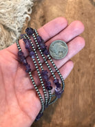 The Klien Necklace in Amethyst, 26”-Necklaces-Calli Co., Turquoise and Silver Jewelry, Native American Handmade, Zuni Tribe, Navajo Tribe, Brock Texas