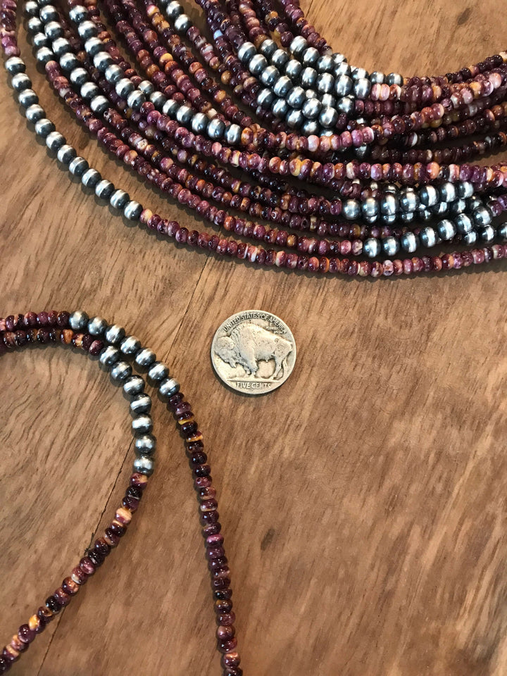 The Vananda Necklace in Purple Spiny, 20"-Necklaces-Calli Co., Turquoise and Silver Jewelry, Native American Handmade, Zuni Tribe, Navajo Tribe, Brock Texas
