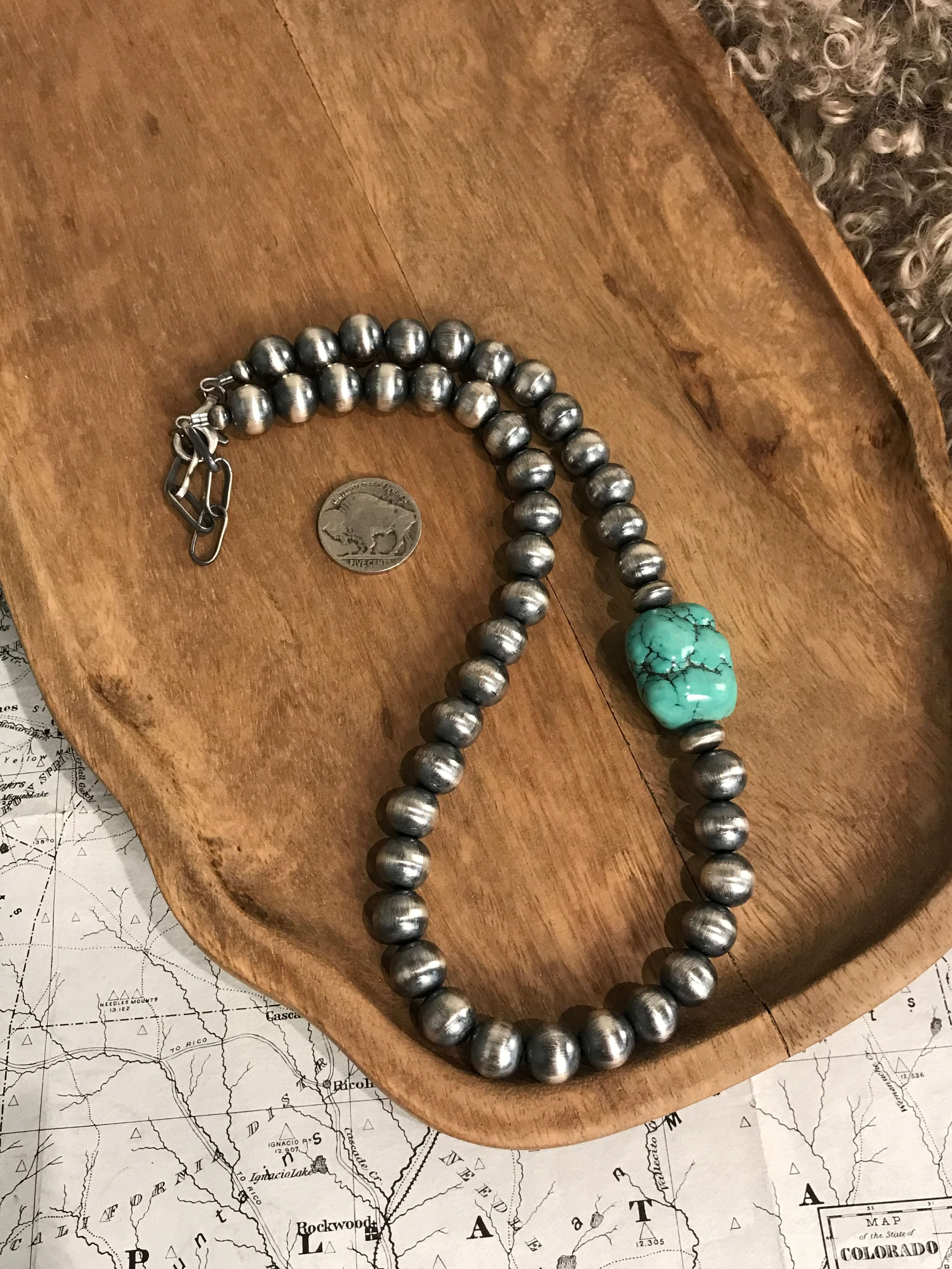 The Valle Verde Necklaces-Necklaces-Calli Co., Turquoise and Silver Jewelry, Native American Handmade, Zuni Tribe, Navajo Tribe, Brock Texas