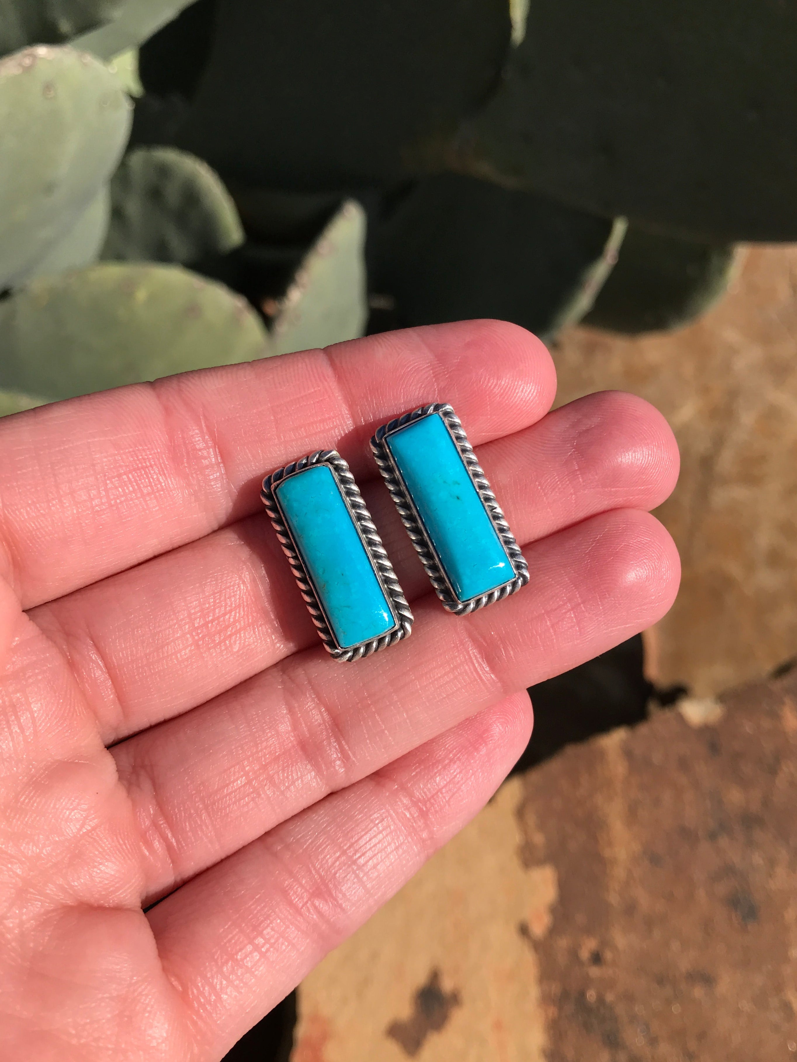 The Turquoise Studs, 27-Earrings-Calli Co., Turquoise and Silver Jewelry, Native American Handmade, Zuni Tribe, Navajo Tribe, Brock Texas