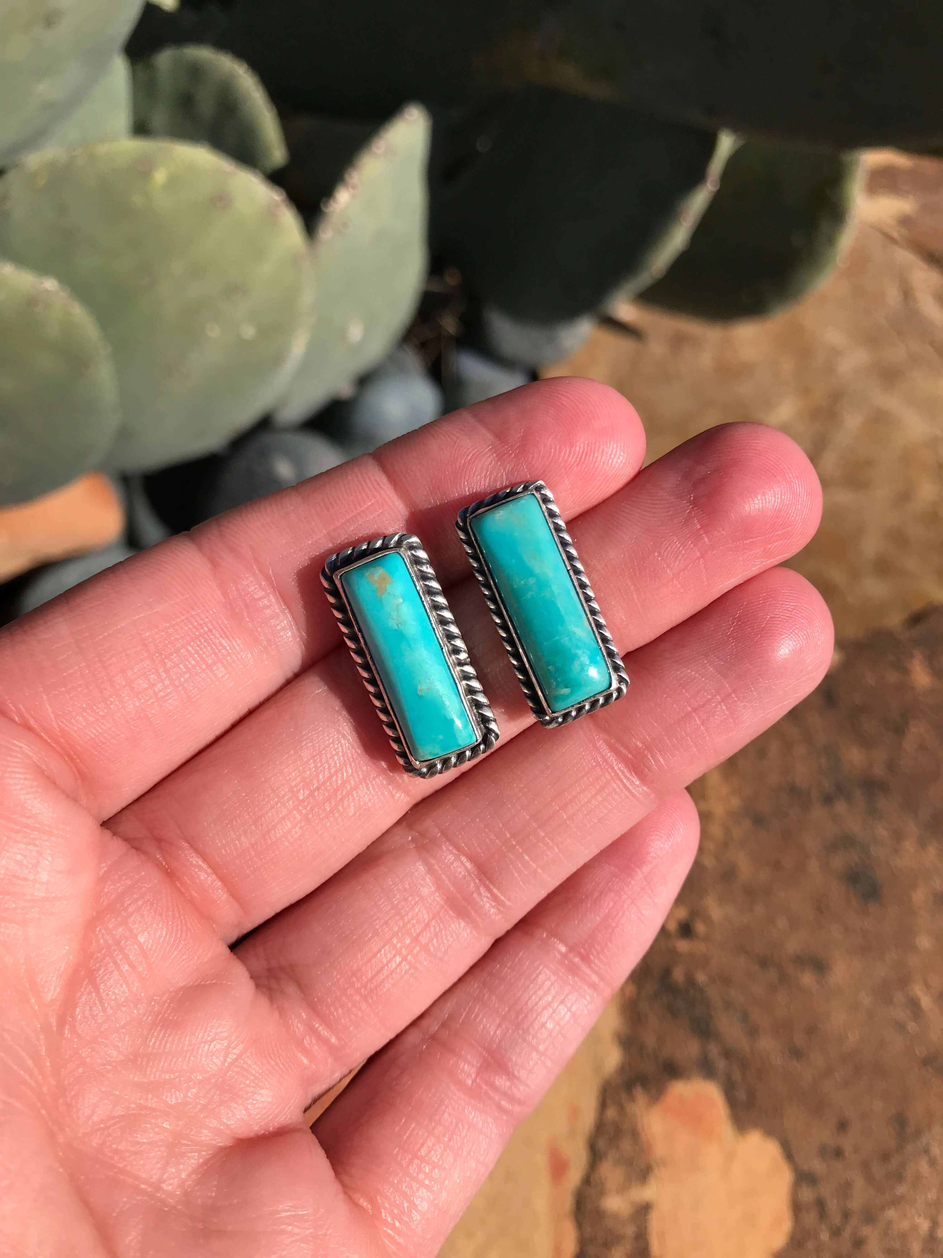 The Turquoise Studs, 26-Earrings-Calli Co., Turquoise and Silver Jewelry, Native American Handmade, Zuni Tribe, Navajo Tribe, Brock Texas