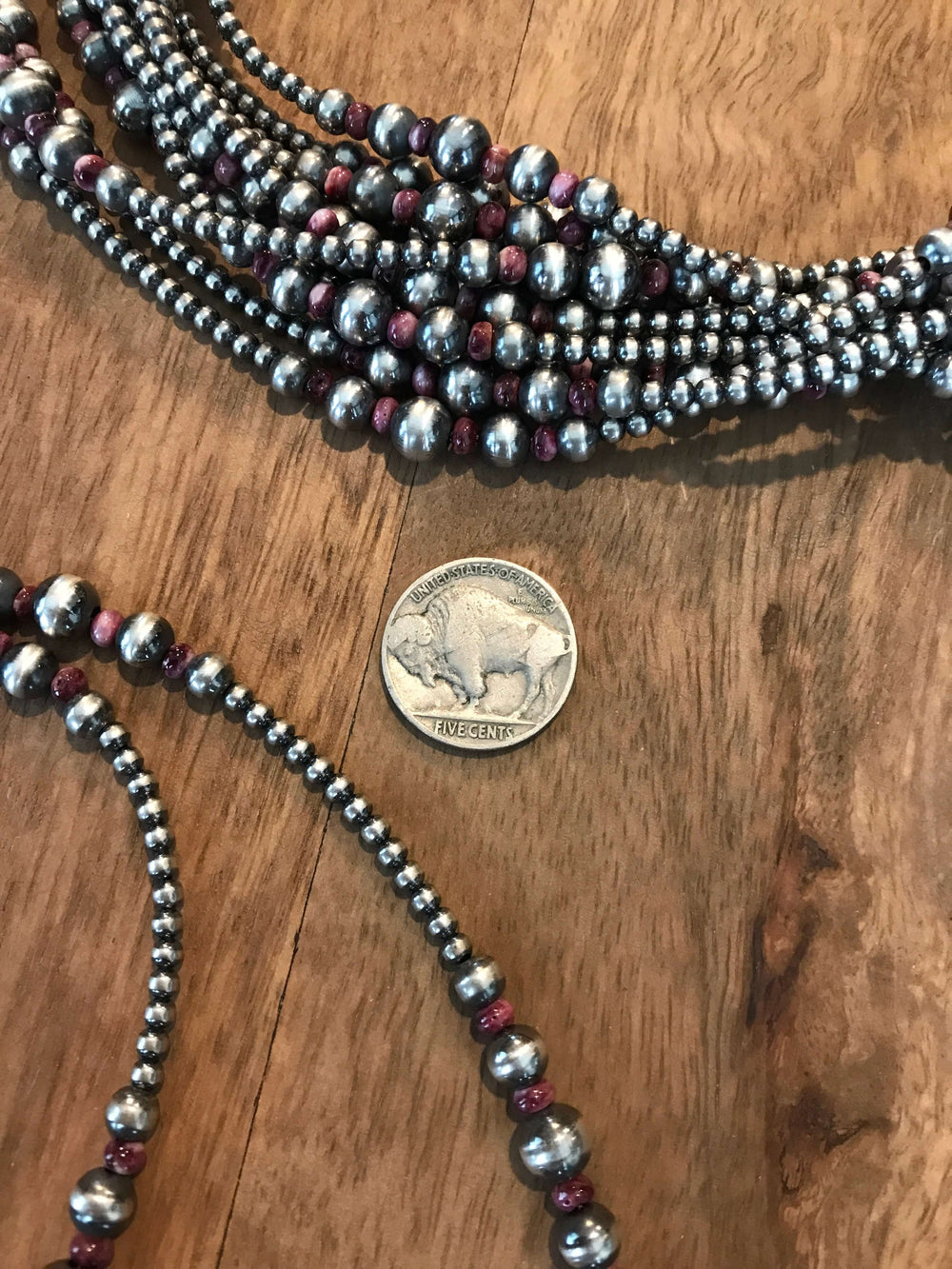 The Seminole Necklace in Purple Spiny, 18"-Necklaces-Calli Co., Turquoise and Silver Jewelry, Native American Handmade, Zuni Tribe, Navajo Tribe, Brock Texas