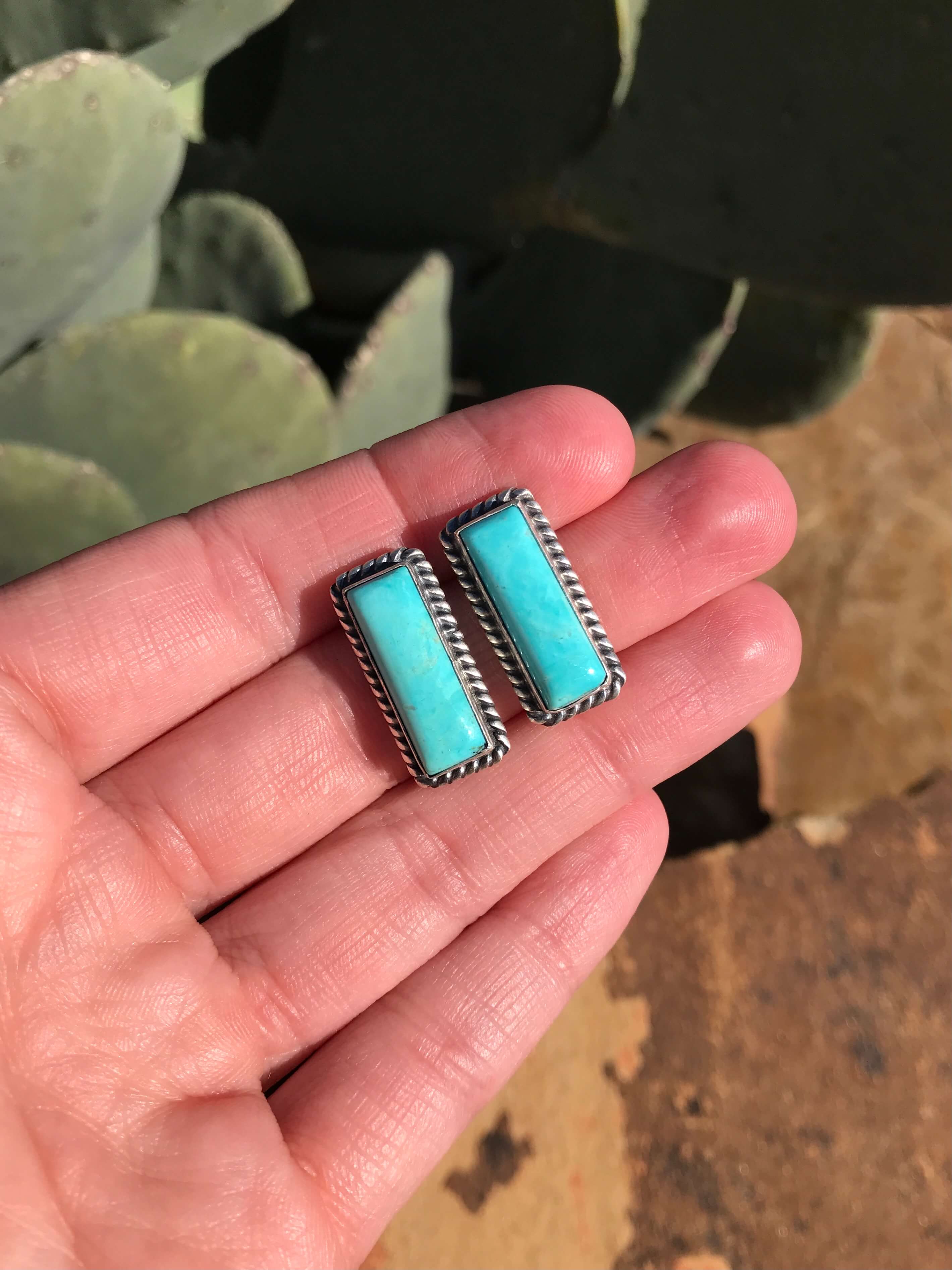 The Turquoise Studs, 25-Earrings-Calli Co., Turquoise and Silver Jewelry, Native American Handmade, Zuni Tribe, Navajo Tribe, Brock Texas