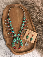 The Rockefeller Squash Blossom Necklace Set-Necklaces-Calli Co., Turquoise and Silver Jewelry, Native American Handmade, Zuni Tribe, Navajo Tribe, Brock Texas