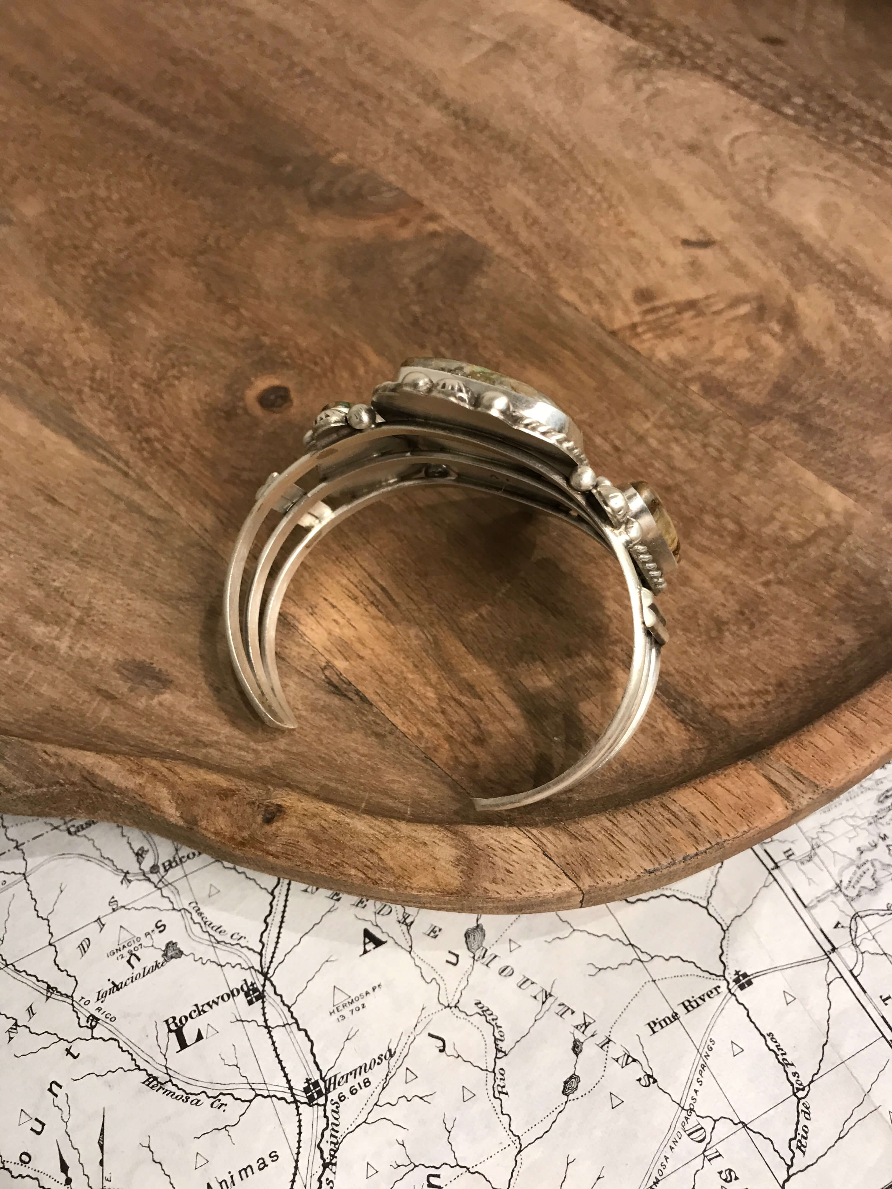 The Fredonia Turquoise Cuff, 1-Bracelets & Cuffs-Calli Co., Turquoise and Silver Jewelry, Native American Handmade, Zuni Tribe, Navajo Tribe, Brock Texas