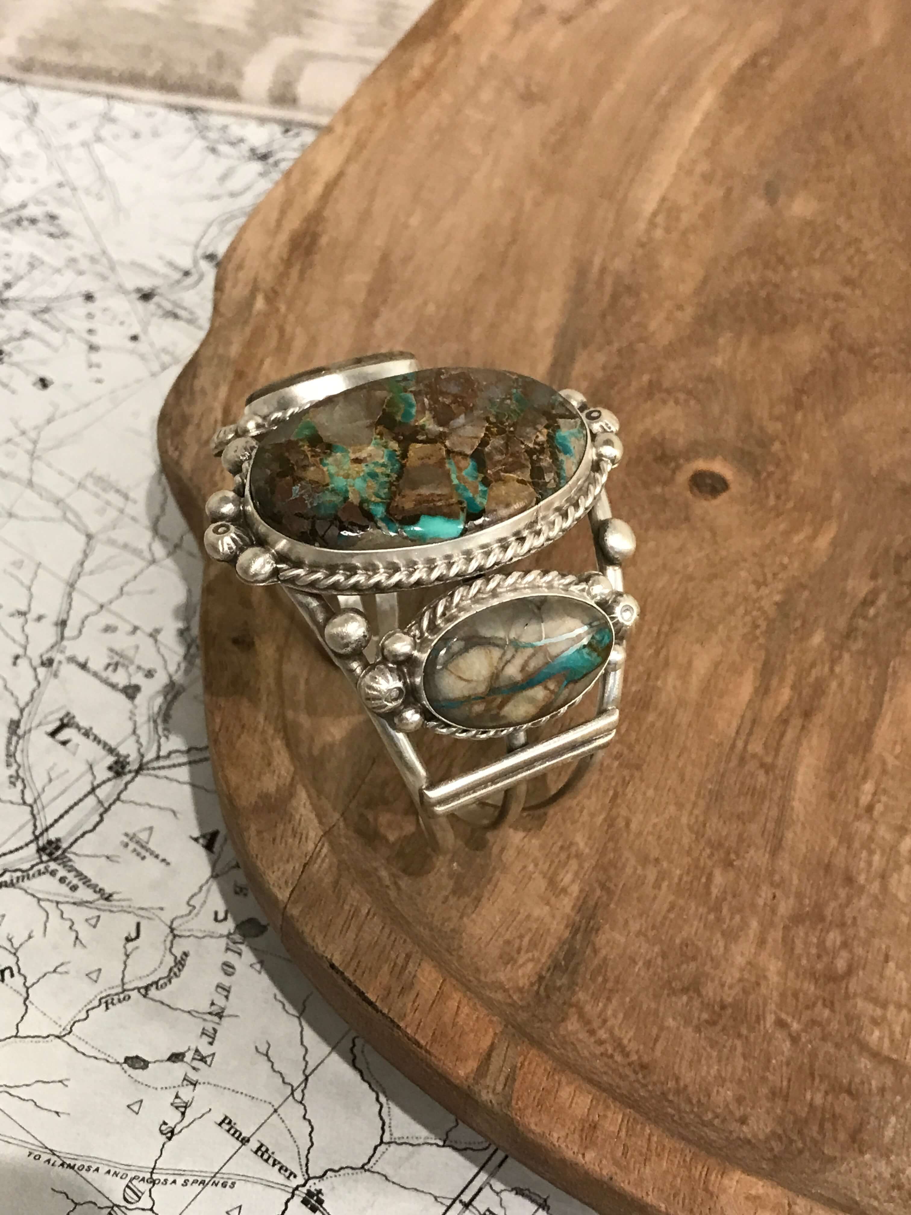 The Fredonia Turquoise Cuff, 2-Bracelets & Cuffs-Calli Co., Turquoise and Silver Jewelry, Native American Handmade, Zuni Tribe, Navajo Tribe, Brock Texas