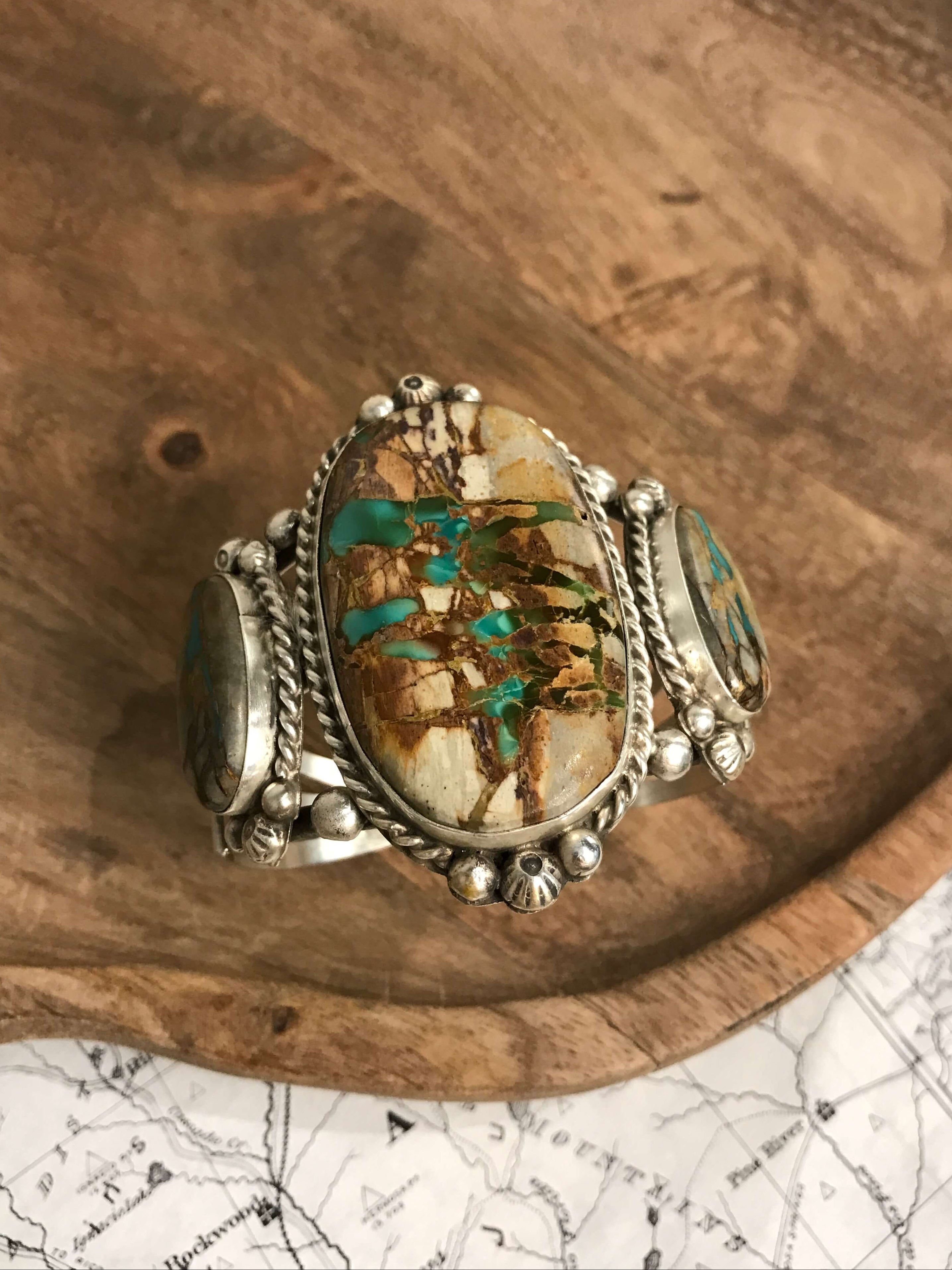 The Fredonia Turquoise Cuff, 3-Bracelets & Cuffs-Calli Co., Turquoise and Silver Jewelry, Native American Handmade, Zuni Tribe, Navajo Tribe, Brock Texas