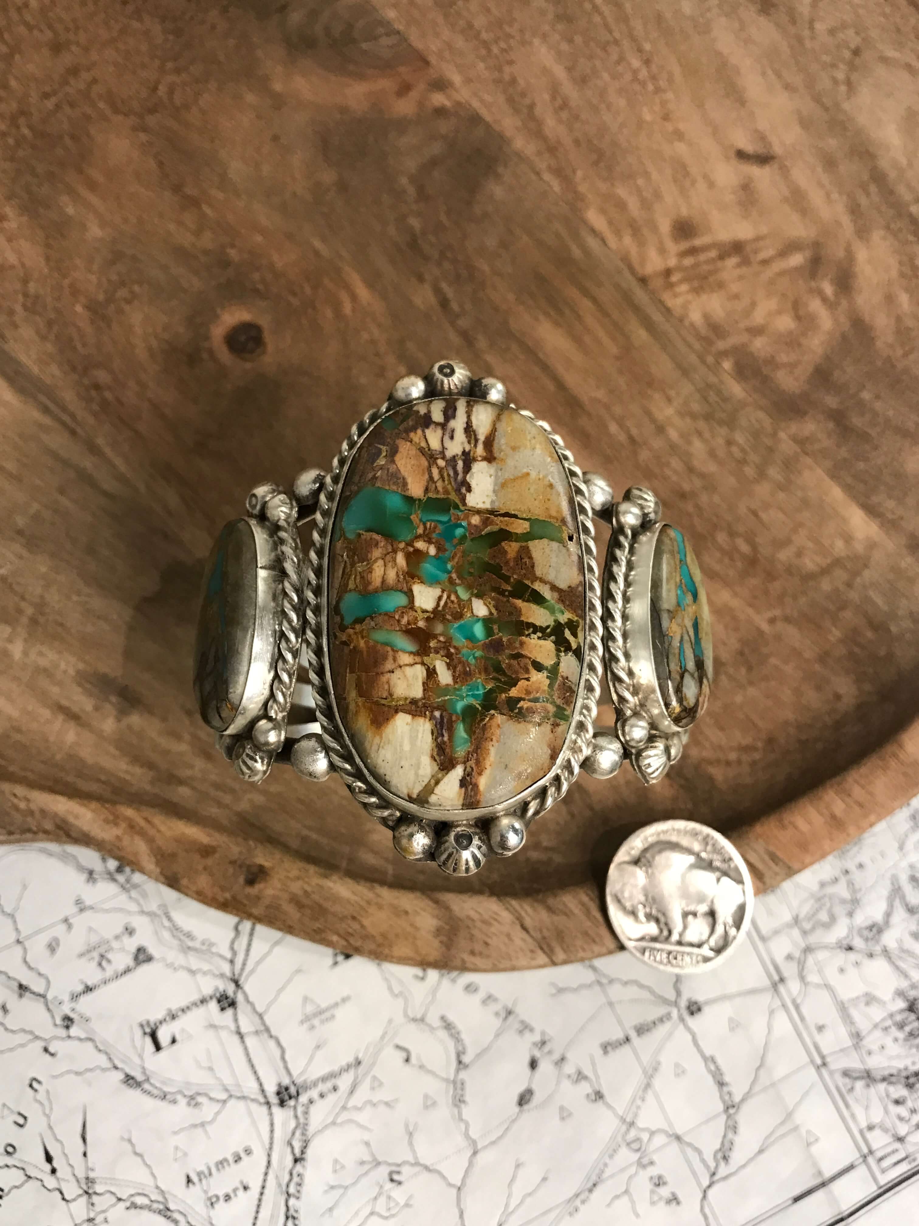 The Fredonia Turquoise Cuff, 3-Bracelets & Cuffs-Calli Co., Turquoise and Silver Jewelry, Native American Handmade, Zuni Tribe, Navajo Tribe, Brock Texas
