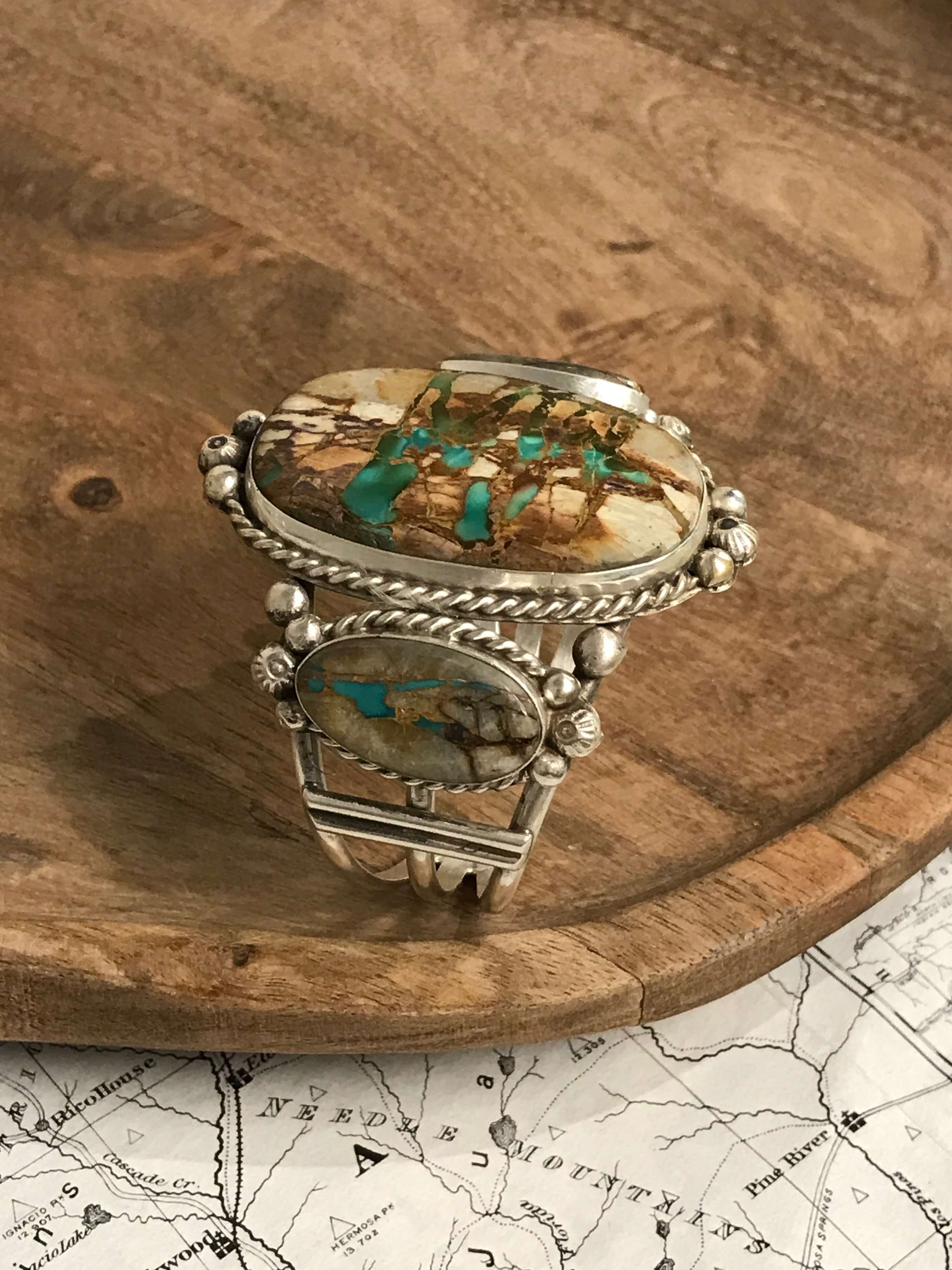 The Fredonia Turquoise Cuff, 3-Bracelets & Cuffs-Calli Co., Turquoise and Silver Jewelry, Native American Handmade, Zuni Tribe, Navajo Tribe, Brock Texas