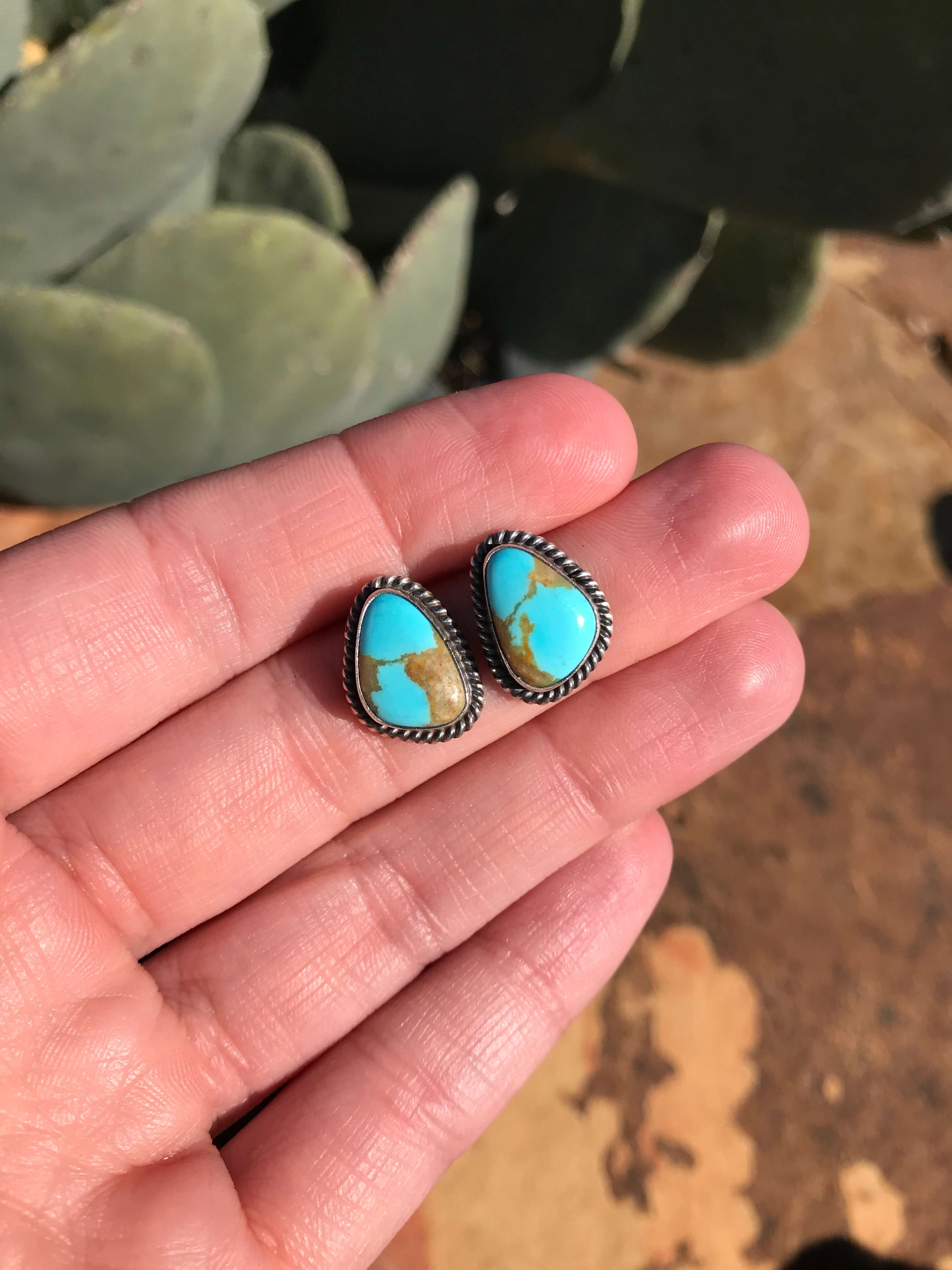 The Turquoise Studs, 22-Earrings-Calli Co., Turquoise and Silver Jewelry, Native American Handmade, Zuni Tribe, Navajo Tribe, Brock Texas