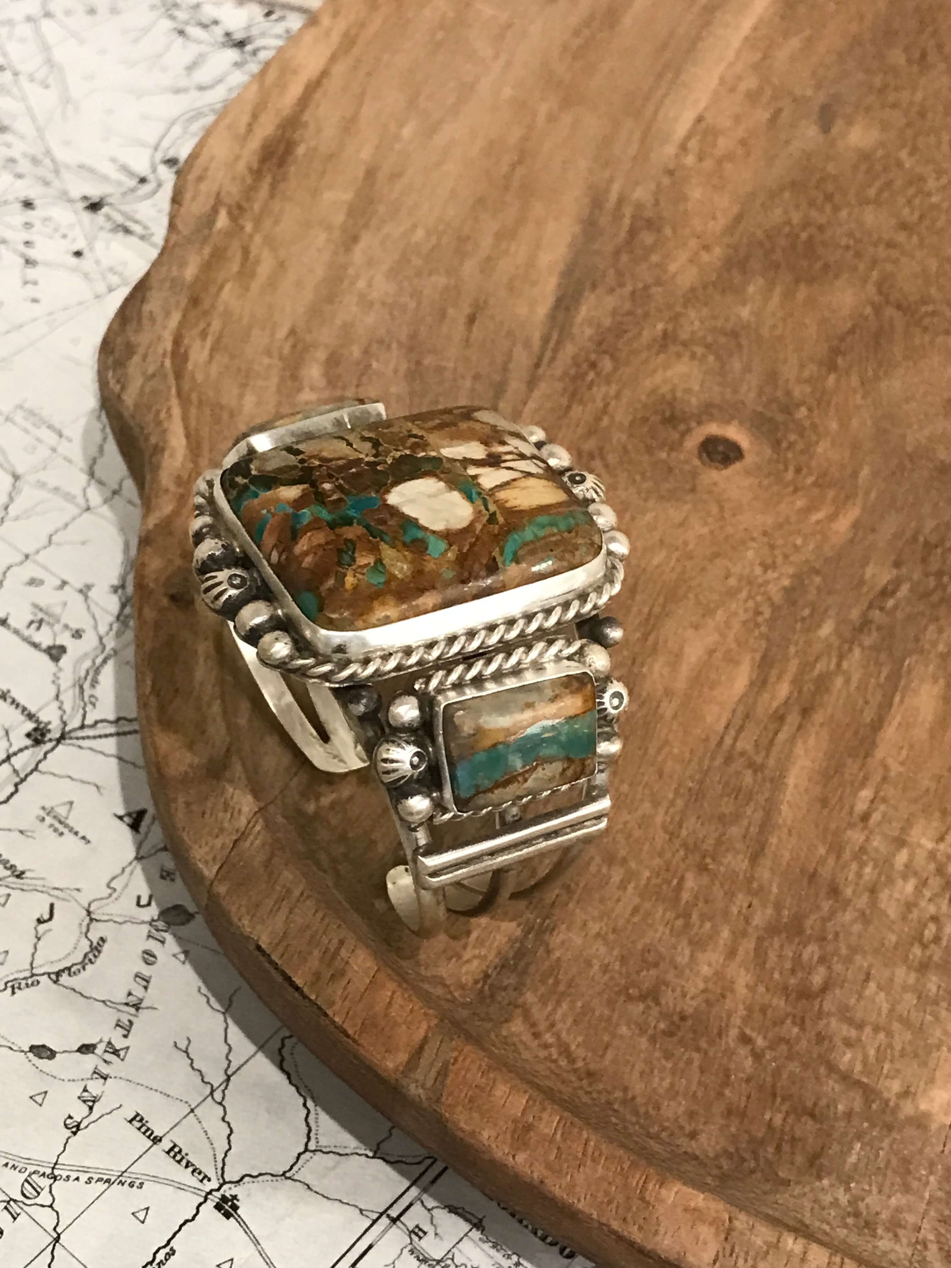 The Fredonia Turquoise Cuff, 4-Bracelets & Cuffs-Calli Co., Turquoise and Silver Jewelry, Native American Handmade, Zuni Tribe, Navajo Tribe, Brock Texas