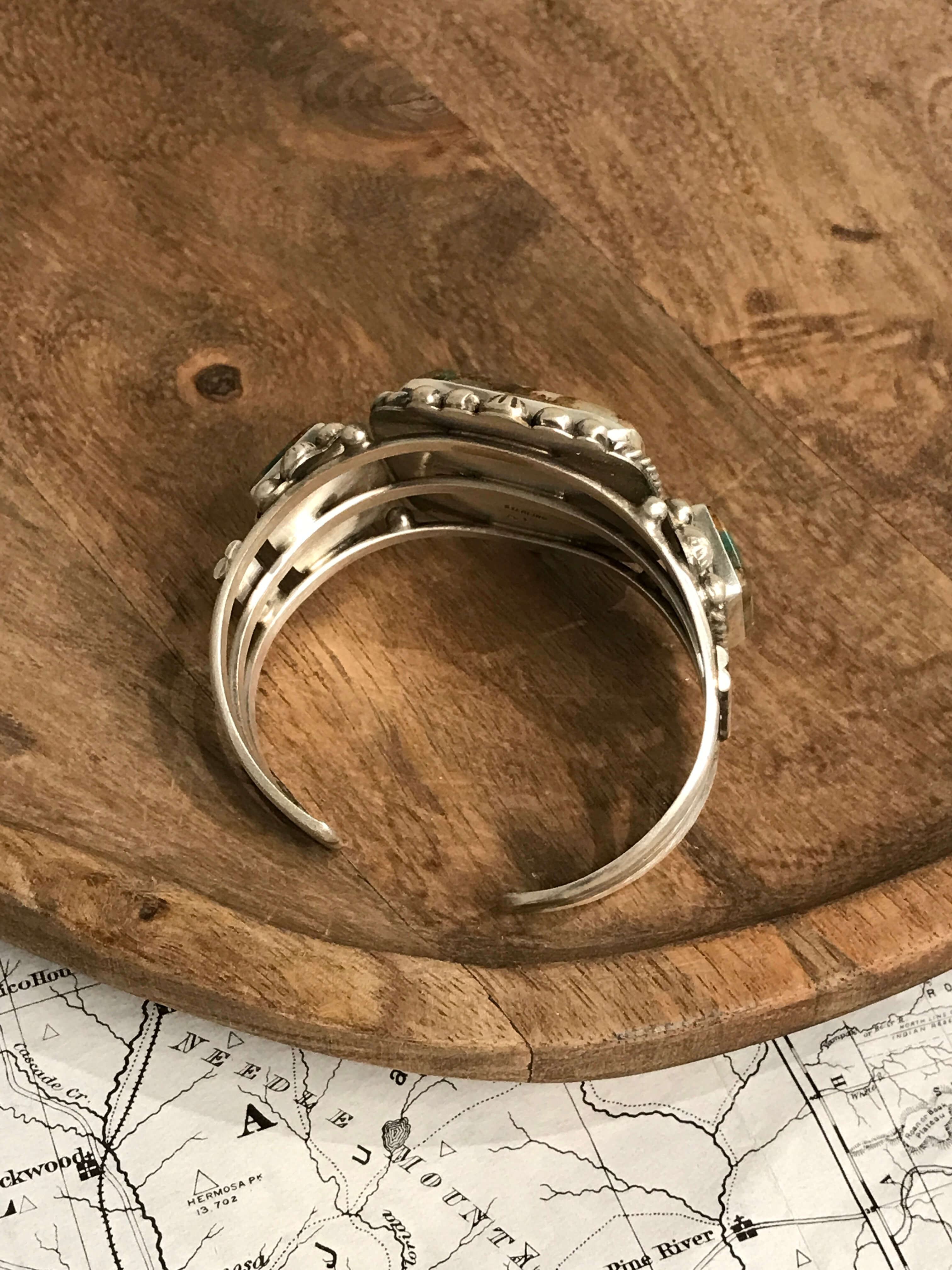 The Fredonia Turquoise Cuff, 4-Bracelets & Cuffs-Calli Co., Turquoise and Silver Jewelry, Native American Handmade, Zuni Tribe, Navajo Tribe, Brock Texas