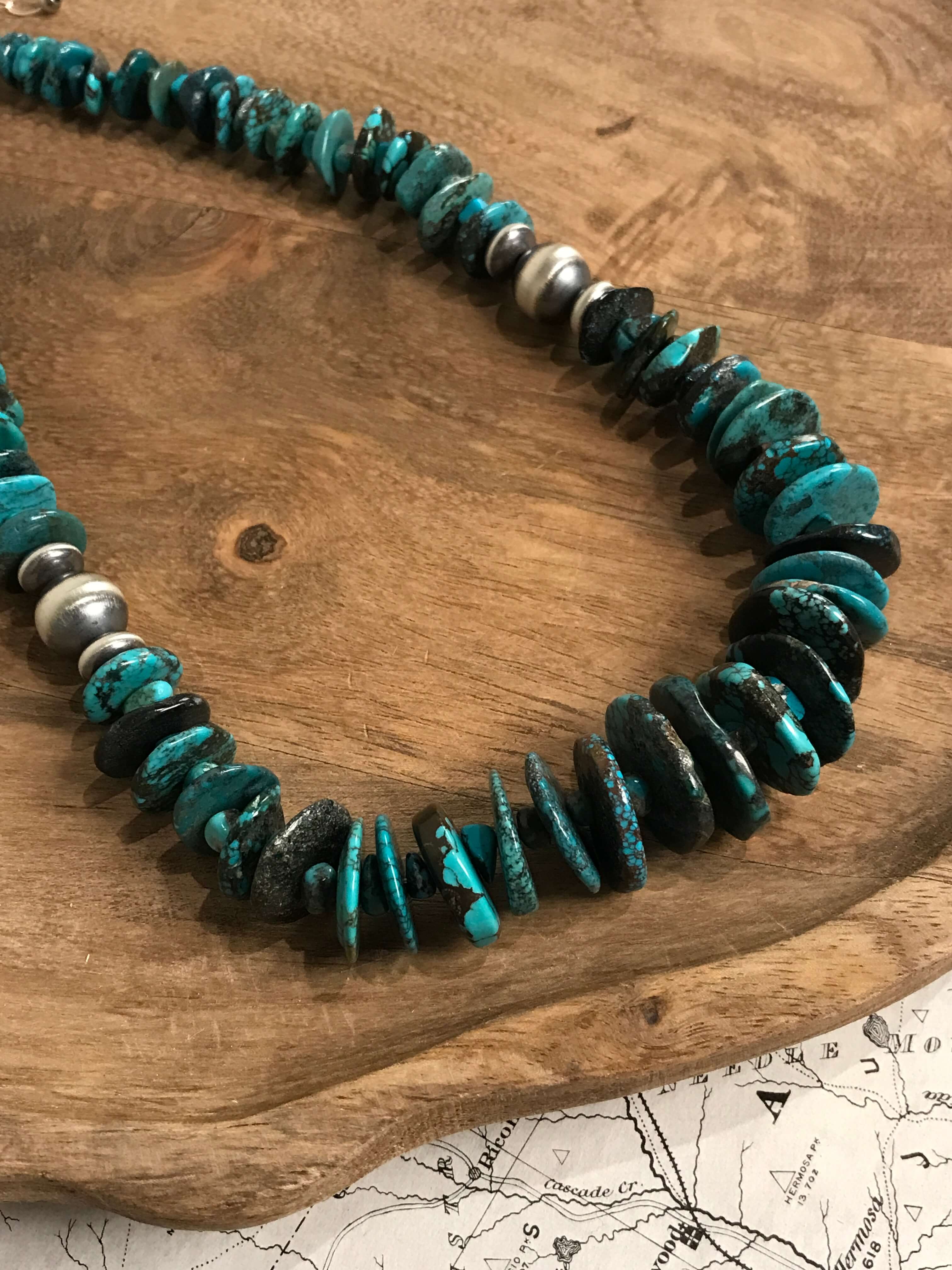 The Ivy Stacked Necklace, 1-Necklaces-Calli Co., Turquoise and Silver Jewelry, Native American Handmade, Zuni Tribe, Navajo Tribe, Brock Texas
