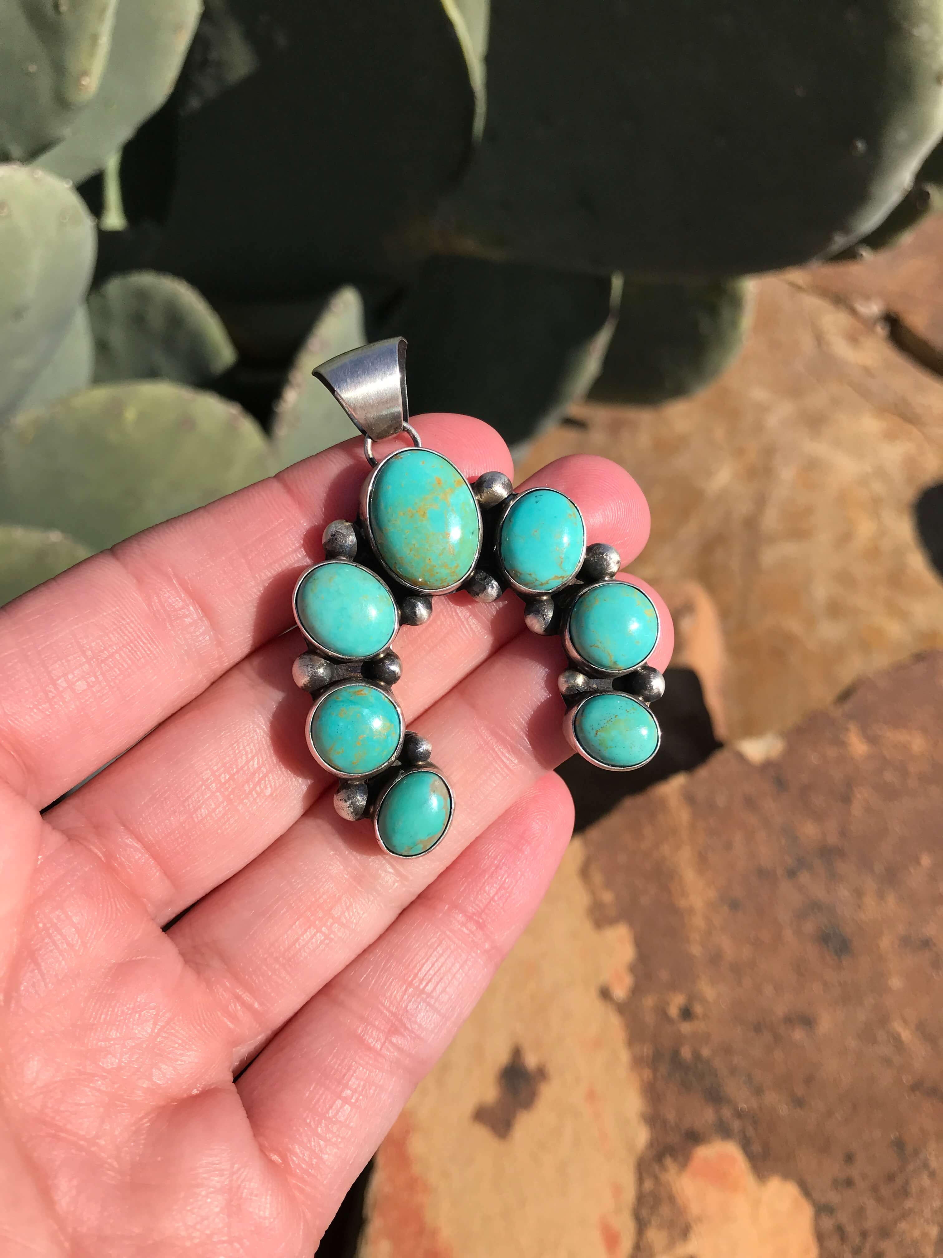 The Naja Pendant, 2-Pendants-Calli Co., Turquoise and Silver Jewelry, Native American Handmade, Zuni Tribe, Navajo Tribe, Brock Texas