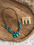 The Misty Turquoise Statement Necklace Set-Necklaces-Calli Co., Turquoise and Silver Jewelry, Native American Handmade, Zuni Tribe, Navajo Tribe, Brock Texas
