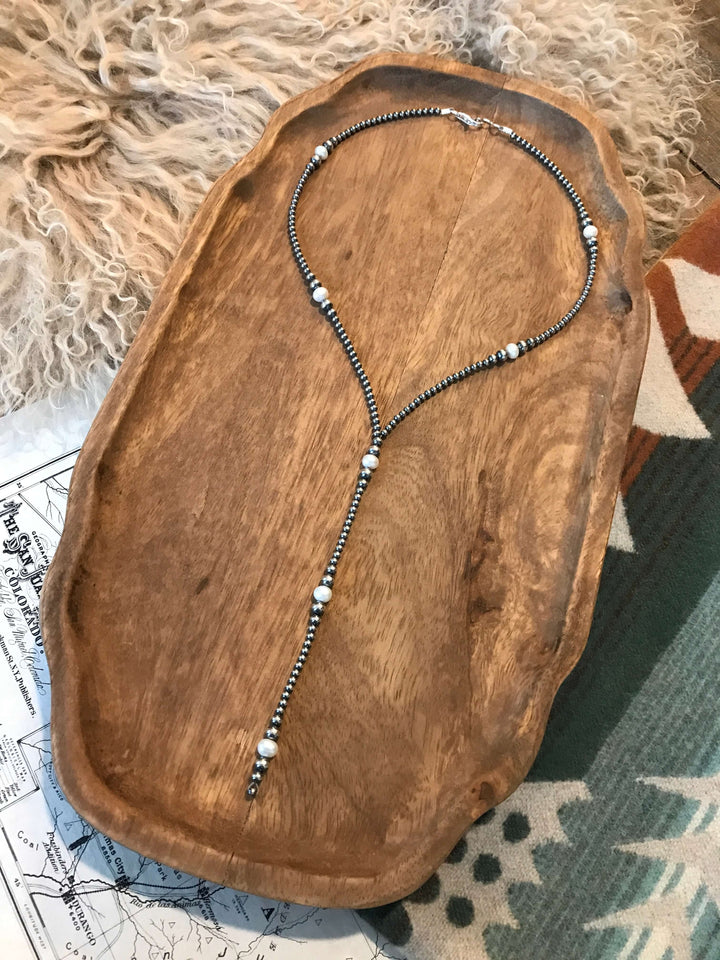 The Laguna Lariat Necklace-Necklaces-Calli Co., Turquoise and Silver Jewelry, Native American Handmade, Zuni Tribe, Navajo Tribe, Brock Texas