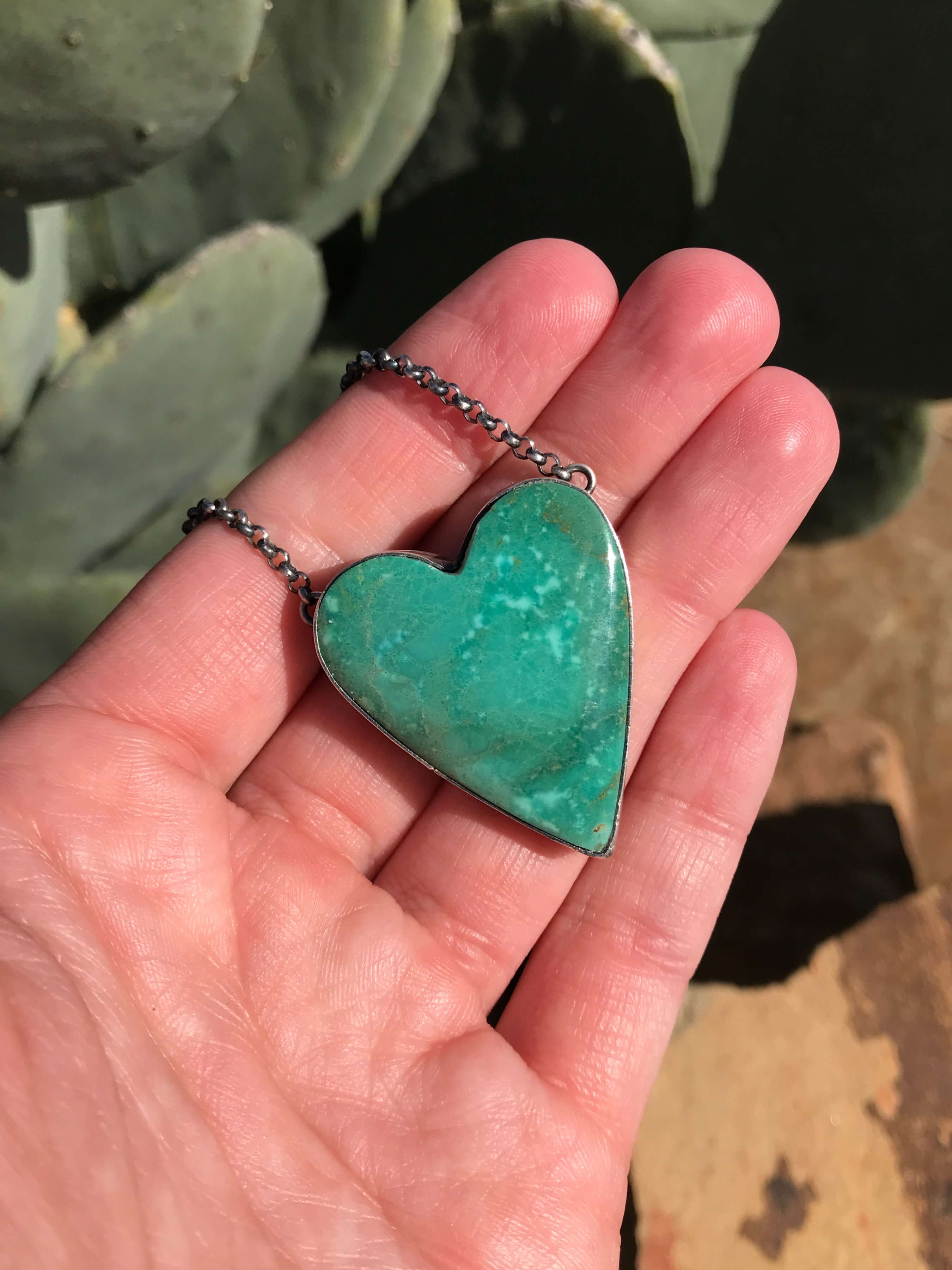 The Heart Necklace, 11-Necklaces-Calli Co., Turquoise and Silver Jewelry, Native American Handmade, Zuni Tribe, Navajo Tribe, Brock Texas