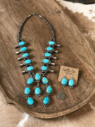 The Solstice Squash Blossom Necklace Set-Necklaces-Calli Co., Turquoise and Silver Jewelry, Native American Handmade, Zuni Tribe, Navajo Tribe, Brock Texas