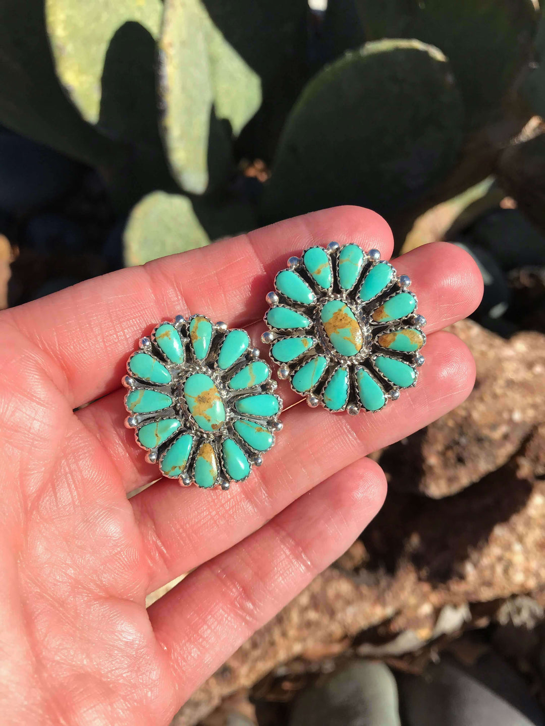 The Western Skies Earrings, 2-Earrings-Calli Co., Turquoise and Silver Jewelry, Native American Handmade, Zuni Tribe, Navajo Tribe, Brock Texas