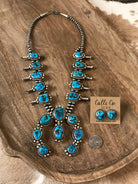 The Mascotte Squash Blossom Necklace Set-Necklaces-Calli Co., Turquoise and Silver Jewelry, Native American Handmade, Zuni Tribe, Navajo Tribe, Brock Texas