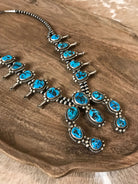 The Mascotte Squash Blossom Necklace Set-Necklaces-Calli Co., Turquoise and Silver Jewelry, Native American Handmade, Zuni Tribe, Navajo Tribe, Brock Texas