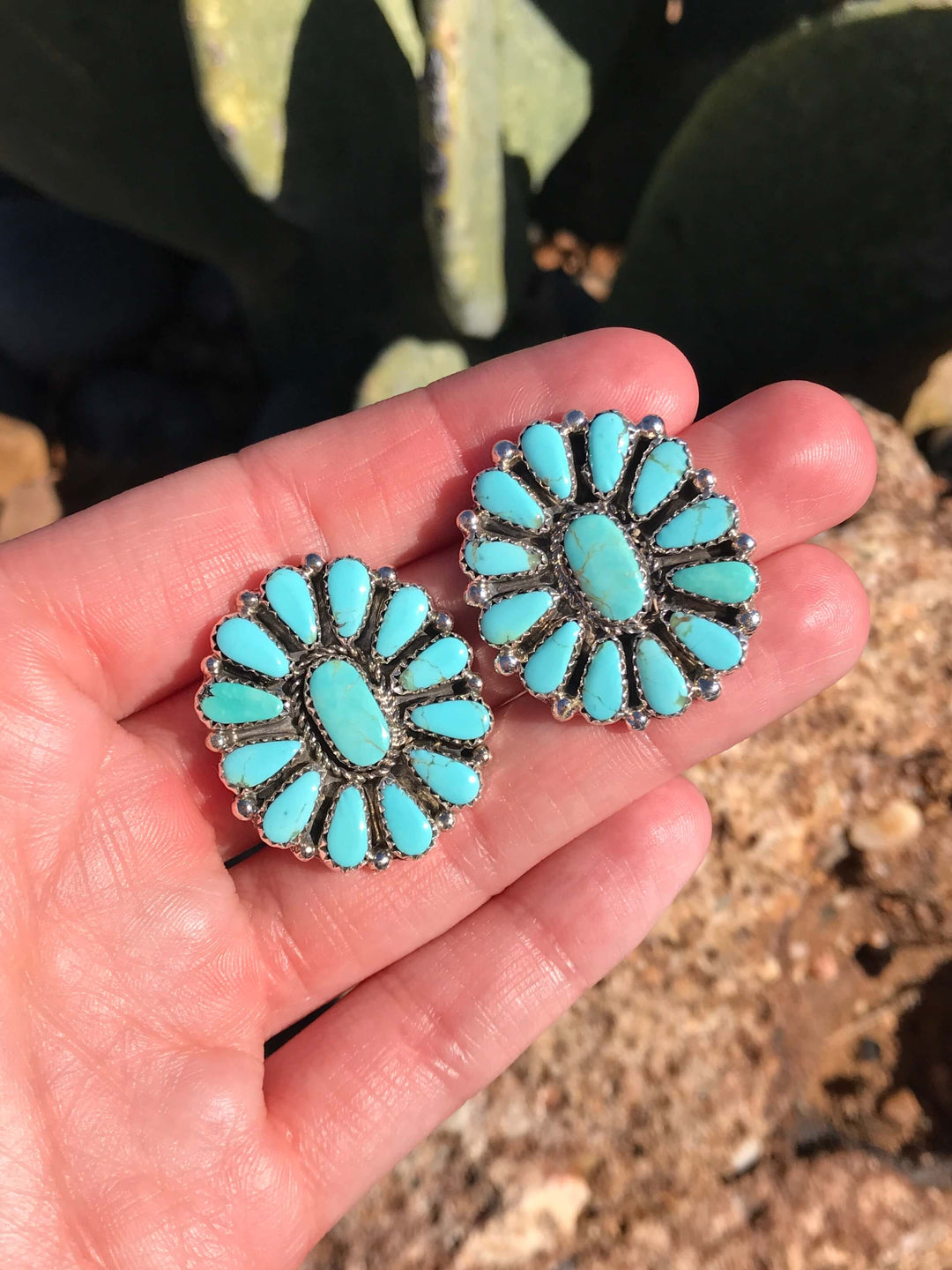 The Western Skies Earrings, 5-Earrings-Calli Co., Turquoise and Silver Jewelry, Native American Handmade, Zuni Tribe, Navajo Tribe, Brock Texas