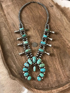 The Hatfield Squash Blossom Necklace Set-Necklaces-Calli Co., Turquoise and Silver Jewelry, Native American Handmade, Zuni Tribe, Navajo Tribe, Brock Texas