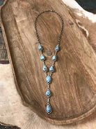 The Beaumont Turquoise Lariat Necklace Set-Necklaces-Calli Co., Turquoise and Silver Jewelry, Native American Handmade, Zuni Tribe, Navajo Tribe, Brock Texas
