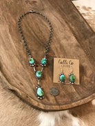 The Hayes Turquoise Lariat Necklace Set-Necklaces-Calli Co., Turquoise and Silver Jewelry, Native American Handmade, Zuni Tribe, Navajo Tribe, Brock Texas