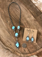 The Bex Turquoise Lariat Necklace Set-Necklaces-Calli Co., Turquoise and Silver Jewelry, Native American Handmade, Zuni Tribe, Navajo Tribe, Brock Texas