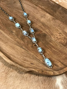 The Teca Turquoise Lariat Necklace Set-Necklaces-Calli Co., Turquoise and Silver Jewelry, Native American Handmade, Zuni Tribe, Navajo Tribe, Brock Texas