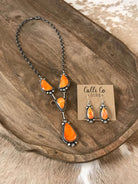 The Goldie Lariat Necklace Set-Necklaces-Calli Co., Turquoise and Silver Jewelry, Native American Handmade, Zuni Tribe, Navajo Tribe, Brock Texas