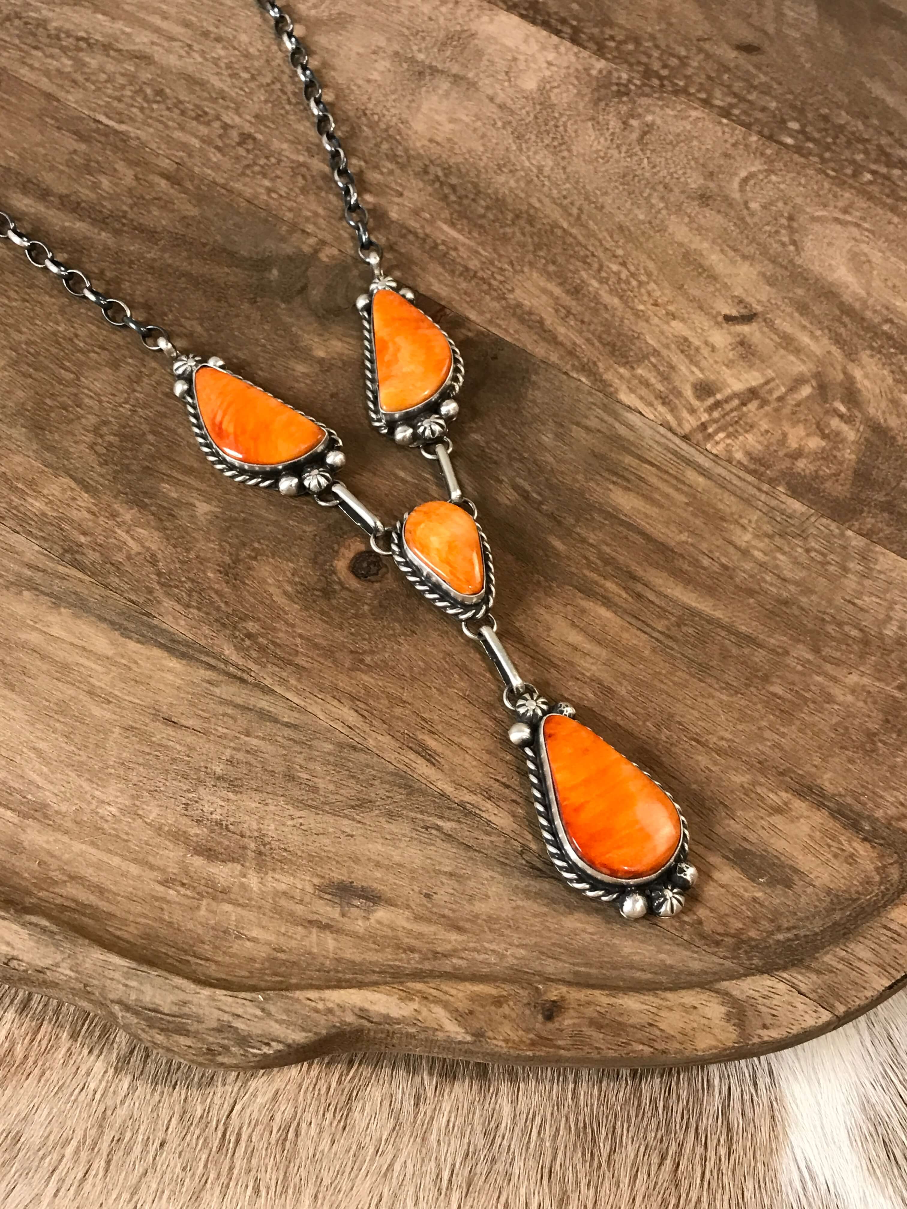 The Goldie Lariat Necklace Set-Necklaces-Calli Co., Turquoise and Silver Jewelry, Native American Handmade, Zuni Tribe, Navajo Tribe, Brock Texas