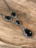 The Wrenley Onyx Lariat Necklace Set-Necklaces-Calli Co., Turquoise and Silver Jewelry, Native American Handmade, Zuni Tribe, Navajo Tribe, Brock Texas