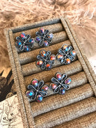 The Taft Dahlia Earrings-Earrings-Calli Co., Turquoise and Silver Jewelry, Native American Handmade, Zuni Tribe, Navajo Tribe, Brock Texas