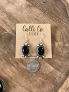 The Valor Onyx Lariat Necklace Set-Necklaces-Calli Co., Turquoise and Silver Jewelry, Native American Handmade, Zuni Tribe, Navajo Tribe, Brock Texas